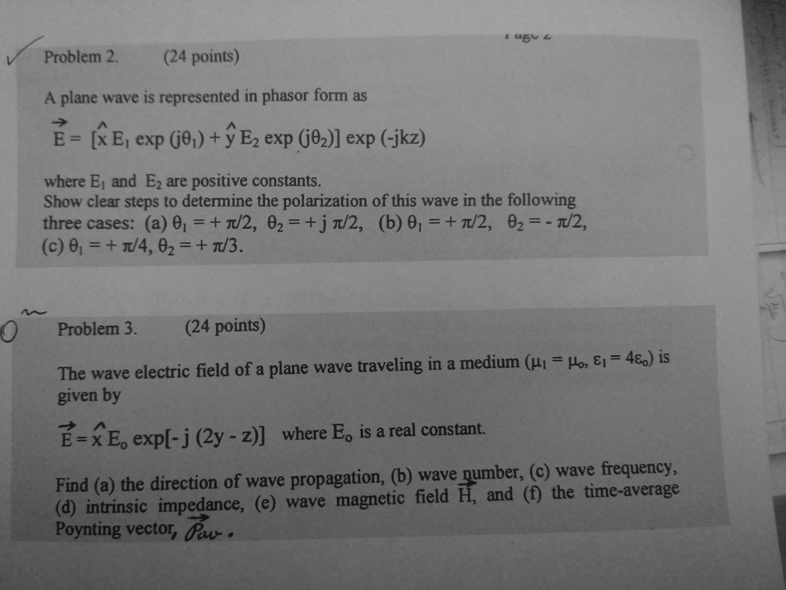 Solved A plane wave is represented in phasor form as E = | Chegg.com
