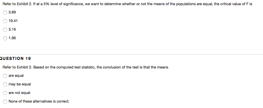 Solved Exhibit 2 The following is part of an ANOVA table, | Chegg.com