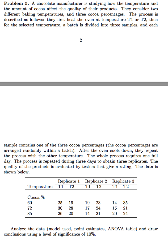 Solved Problem 5. A chocolate manufacturer is studying how | Chegg.com