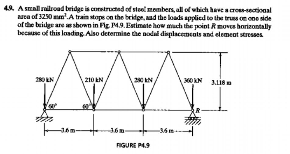 Solved A small railroad bridge is constructed of steel | Chegg.com