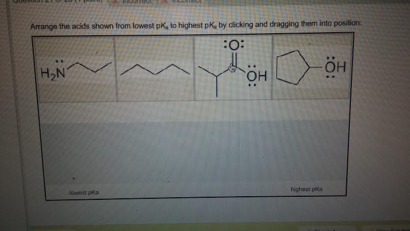 Solved arrange the acids with the lowest pka to the highest | Chegg.com