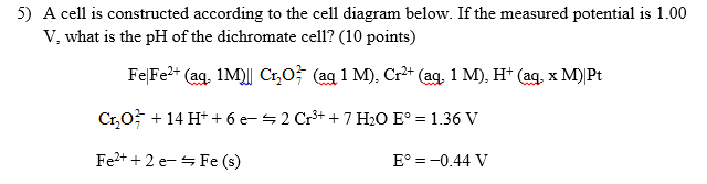 Solved A cell is constructed according to the cell diagram | Chegg.com