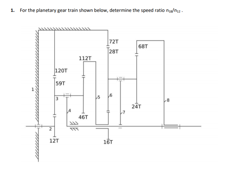 Solved 1 For The Planetary Gear Train Shown Below Chegg