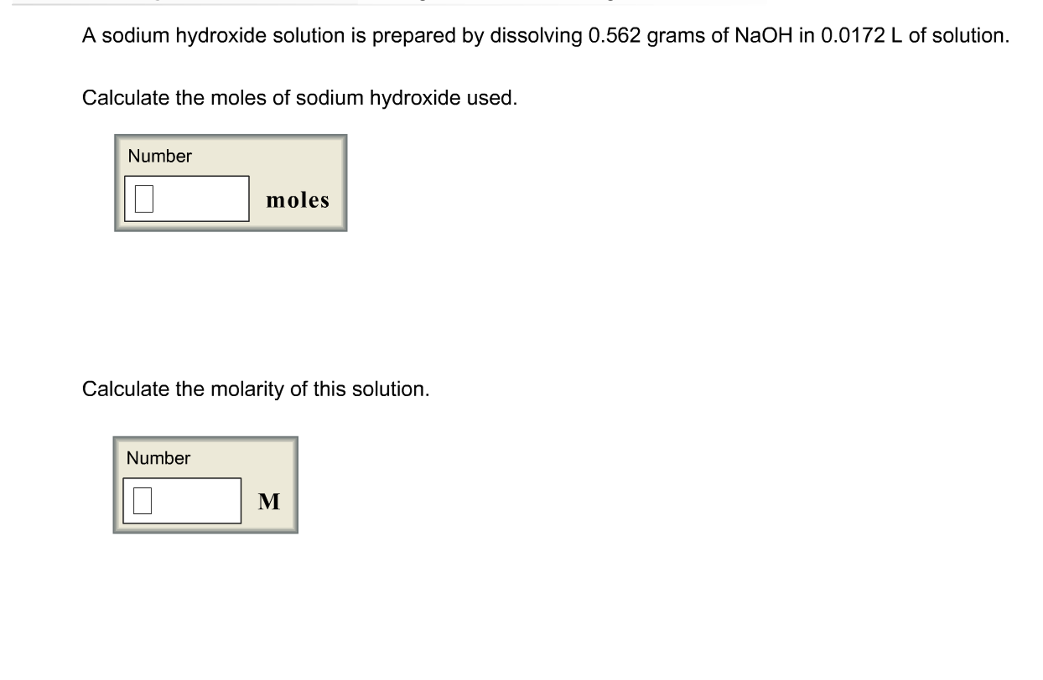 Solved A sodium hydroxide solution is prepared by dissolving