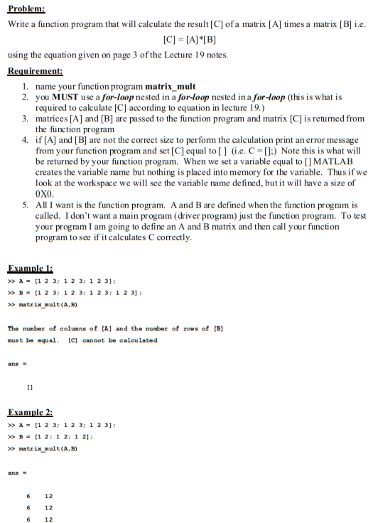 Solved Problem Write a function program that will calculate | Chegg.com