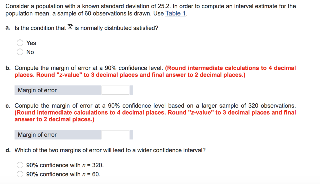 Solved Consider a population with a known standard deviation