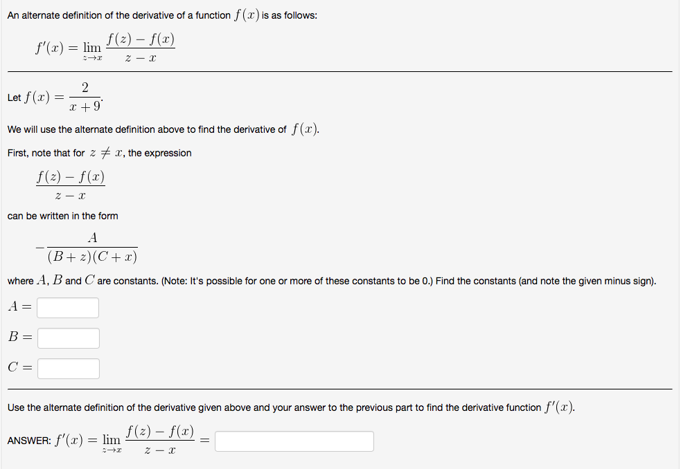 solved-an-alternate-definition-of-the-derivative-of-a-chegg