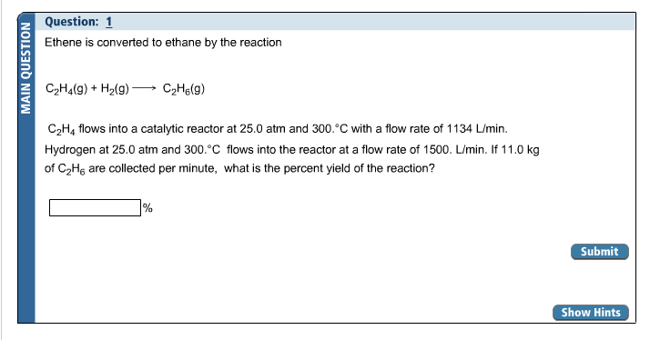 Solved Ethene is converted to ethane by the reaction C2H4 g