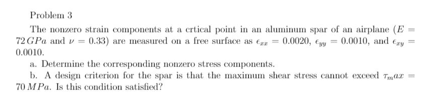 Solved The nonzero strain components at a crtical point in | Chegg.com