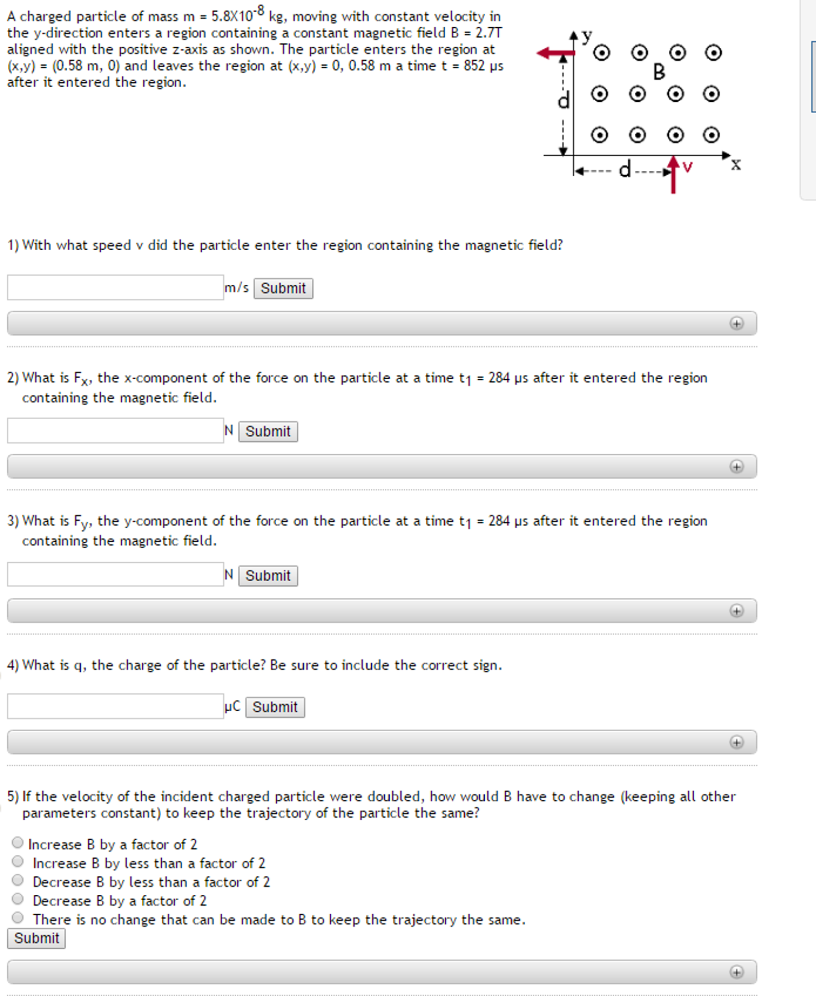 solved-a-charged-particle-of-mass-m-5-8-times-10-8-kg-chegg