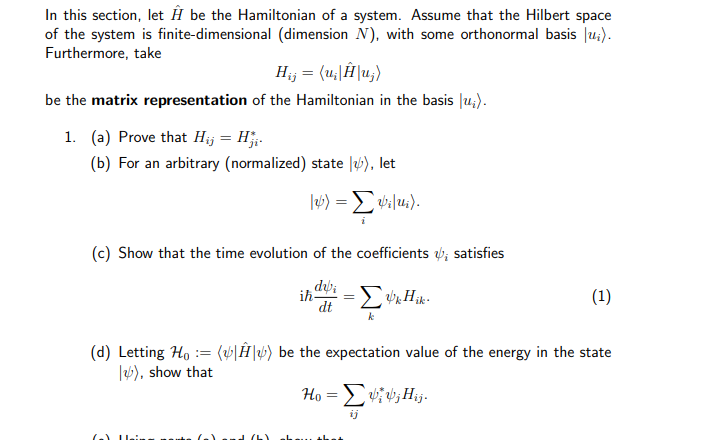 Solved In this section, let H be the Hamiltonian of a | Chegg.com