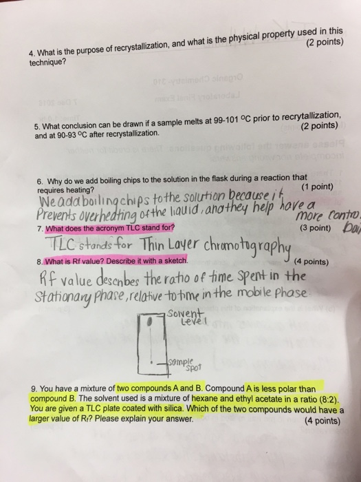 Solved What is the purpose recrystallization, and what is