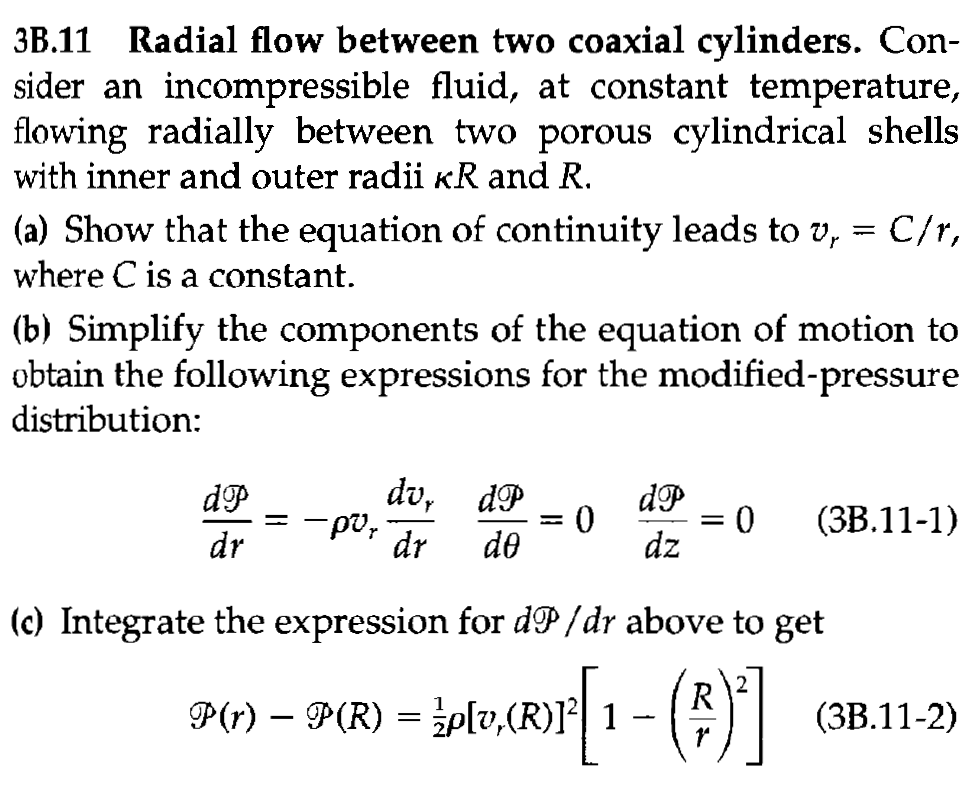 Radial flow between two coaxial cylinders. Con- 3B.11 | Chegg.com