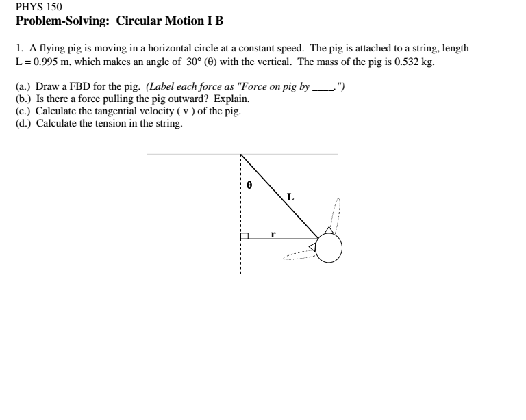 Solved Problem-Solving: I B 1. A Flying Pig Is Moving In A | Chegg.com