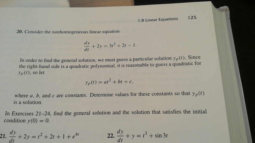 Solved Consider the nonhomogeneous linear equation dy/dt + | Chegg.com