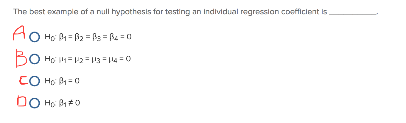 null hypothesis for multiple regression example