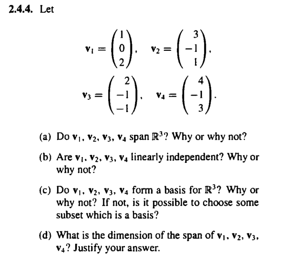 Solved Let V_1 = (1 0 2), V_2 = (3 -1 1). V_3 = (2 -1 | Chegg.com