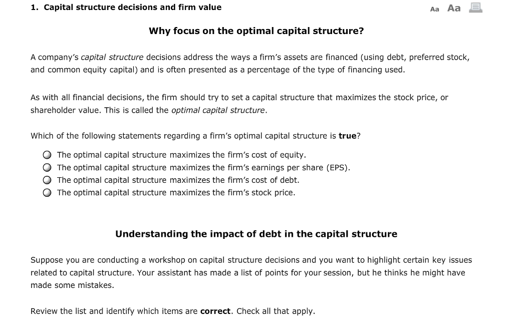 essay questions on capital structure