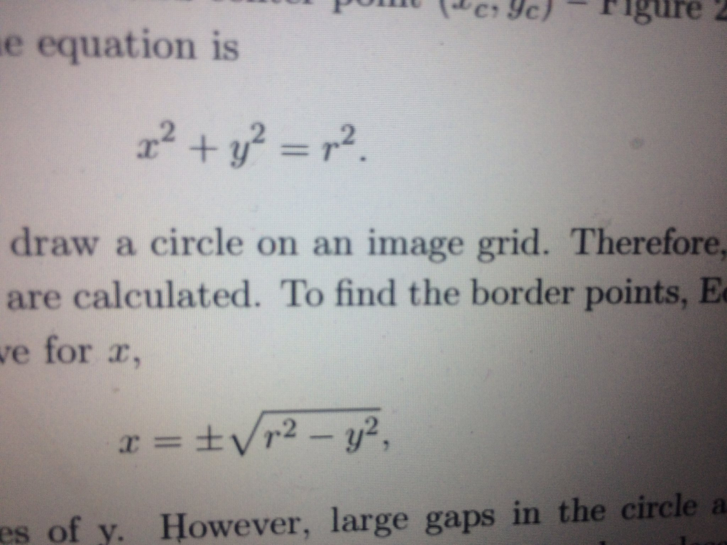 x^2 + y^2 = r^2 draw a circle on an image grid. | Chegg.com