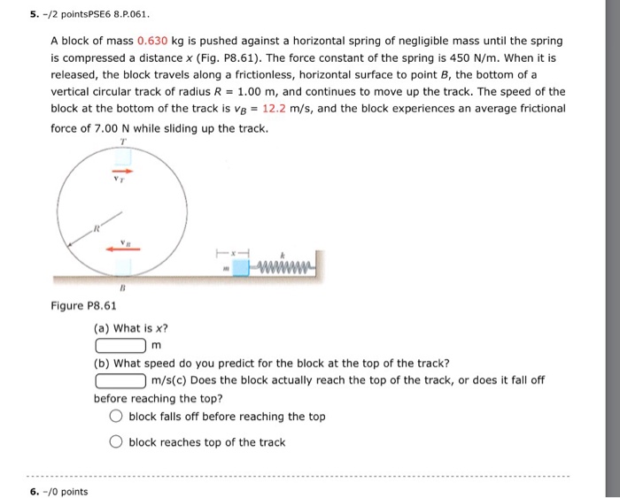 Solved A block of mass 0.630 kg is pushed against a | Chegg.com