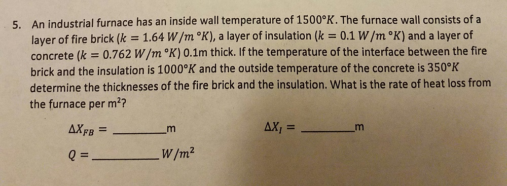 Solved An industrial furnace has an inside wall temperature | Chegg.com