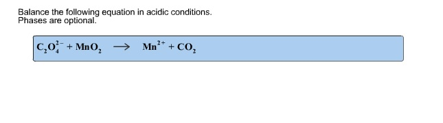 Solved Balance the following equation in acidic conditions. | Chegg.com