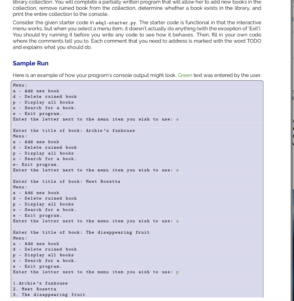 Solved Library collection. You will complete a partially | Chegg.com