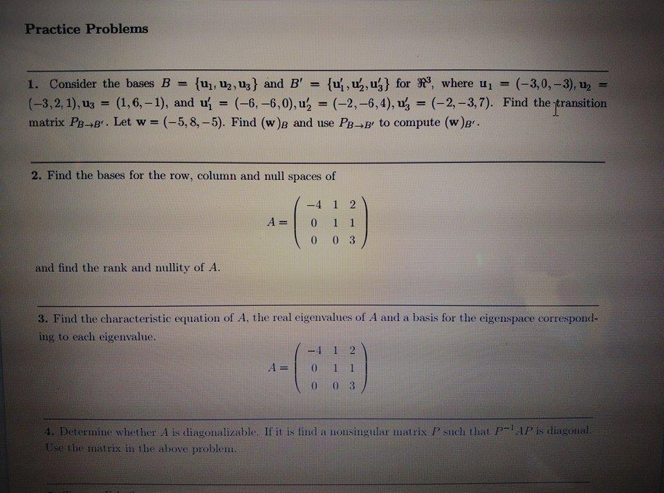 Solved Consider The Bases B = {u1, U2, U3} And B' = {u1', | Chegg.com