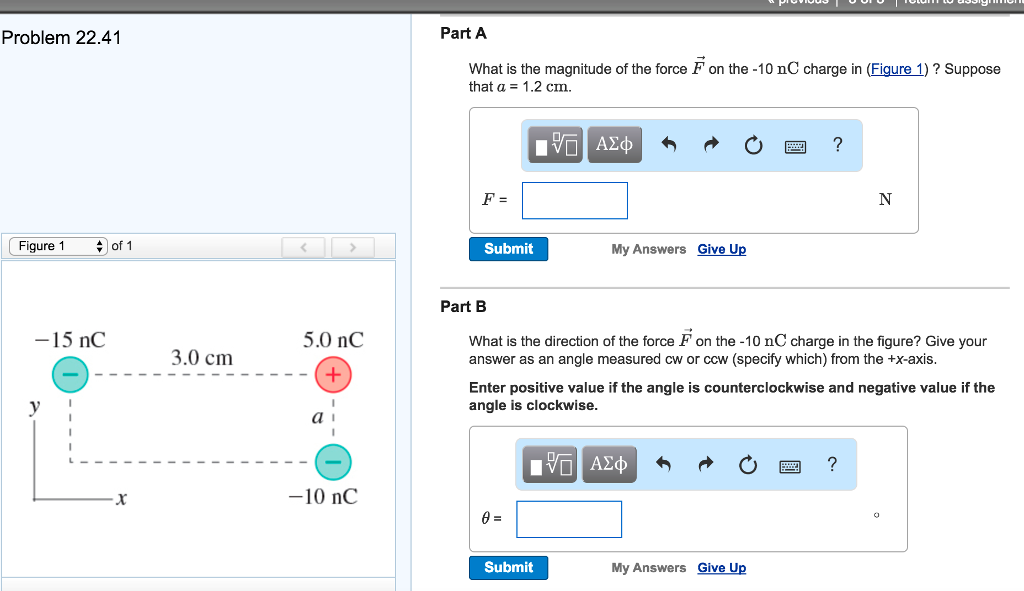 Solved What is the magnitude of the force F on the -10 nC | Chegg.com