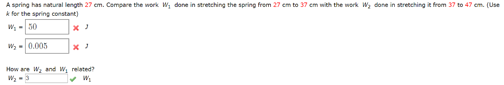 Solved A spring has natural length 27 cm. Compare the work W | Chegg.com