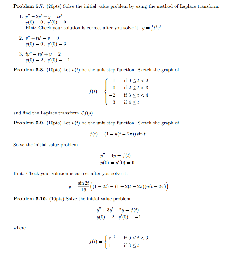 Solved Solve the initial value problem by using the method | Chegg.com