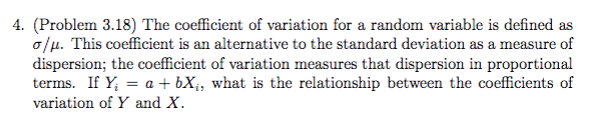 Solved The coefficient of variation for a random variable is | Chegg.com