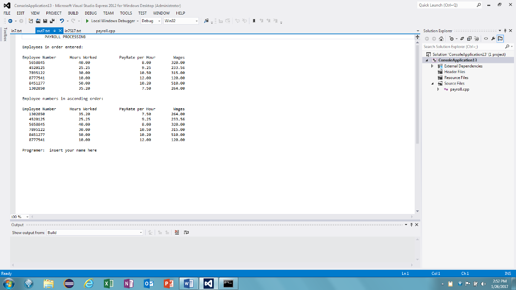 Solved C++ Concepts tested by the program: Working | Chegg.com