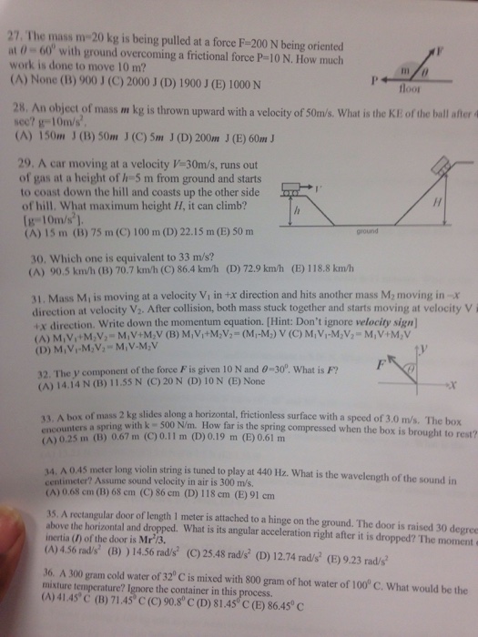 Solved The mass m=20 kg is being pulled at a force F =200 N | Chegg.com