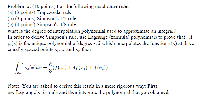 Solved For the following quadrature rules: Trapezoidal rule | Chegg.com