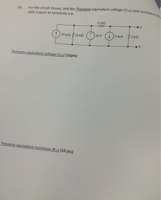 Solved For the circuit shown, find the Thevenin equivalent | Chegg.com