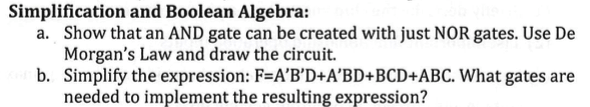 Solved Simplification and Boolean Algebra: Show that an AND | Chegg.com