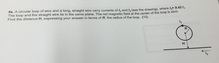 Solved 4a. A circular loop of wire and a long, straight wire | Chegg.com