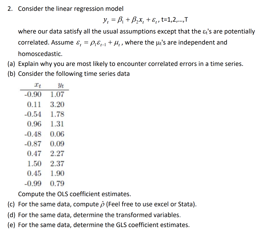 2. Consider the linear regression model where our | Chegg.com