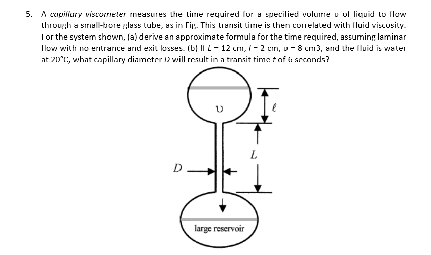 Solved A capillary measures the time required for