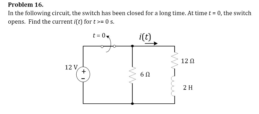 Solved In the following circuit, the switch has been closed | Chegg.com