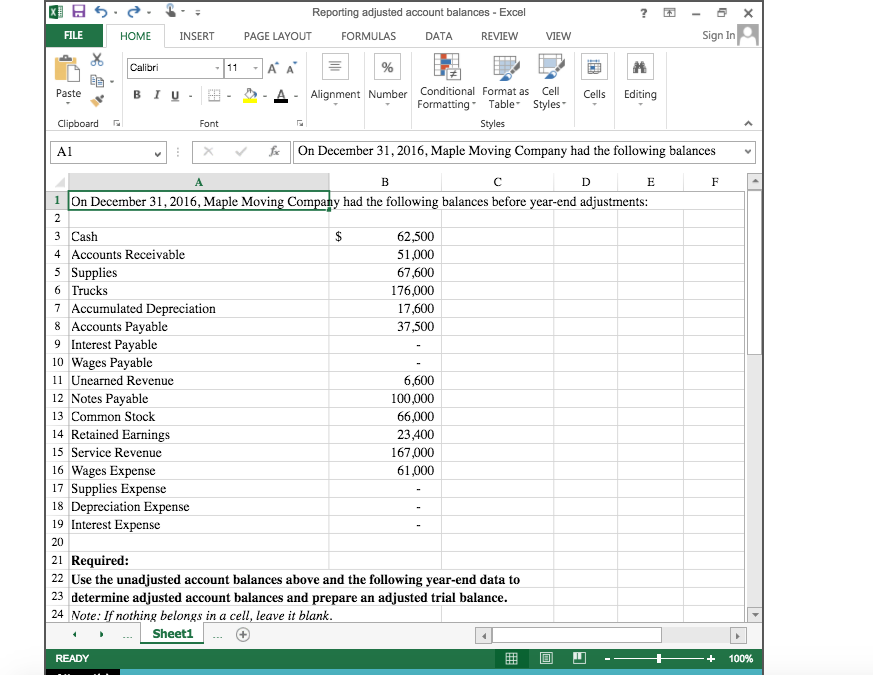 Solved Reporing adjusted account balances Excel ?困 × HOME