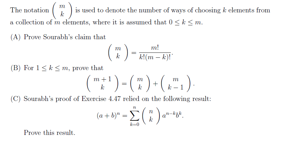 The notation (m k) is used to denote the number of | Chegg.com