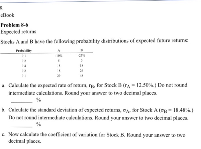 Solved Stocks A And B Have The Following Probability | Chegg.com