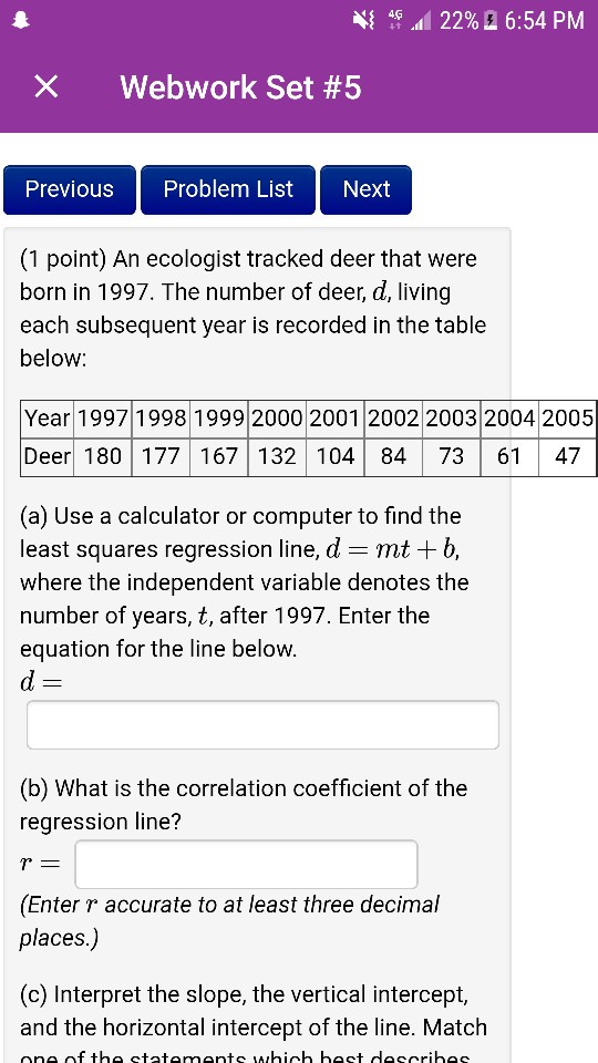 Solved 45 .4122%A 6:54 PM Webwork Set #5 Previous Problem | Chegg.com