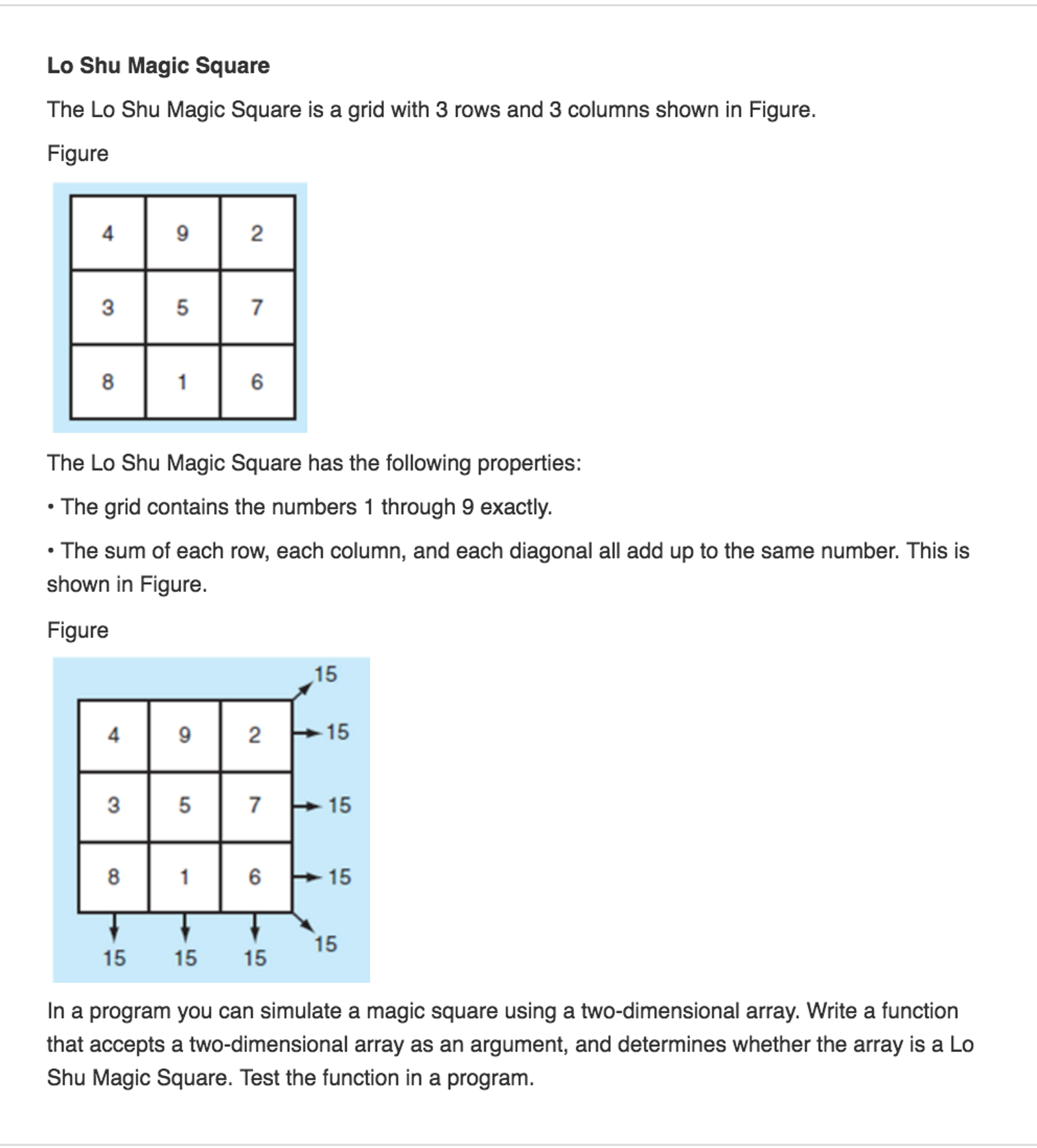 Solved Lo Shu Magic Square The Lo Shu Magic Square Is A Chegg