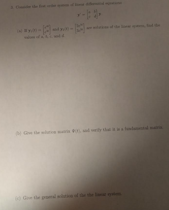 Solved Consider The First Order System Of Linear | Chegg.com