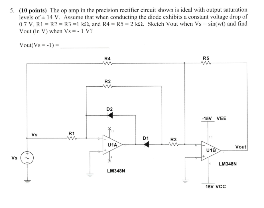 Solved The op amp in the precision rectifier circuit shown