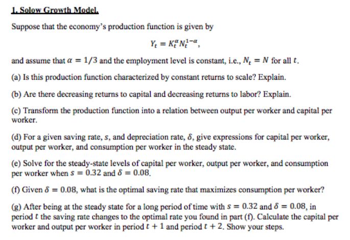 Solved Suppose that the economy's production function is | Chegg.com