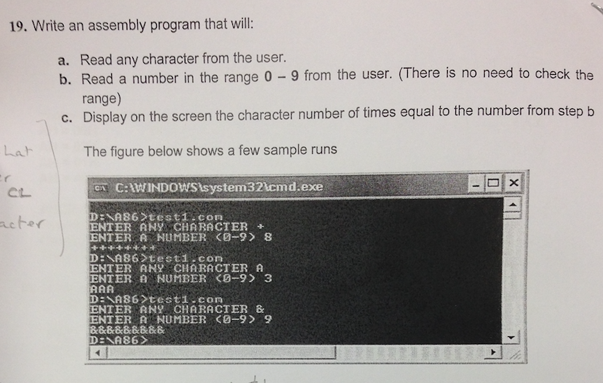 Solved 19. Write an assembly program that will: a. Read any | Chegg.com